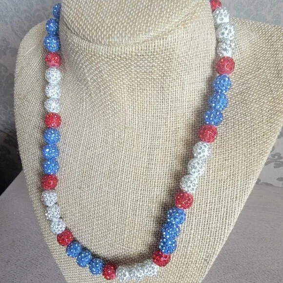 New Light Blue, Red & White Baseball Necklace - Picture 3 of 3